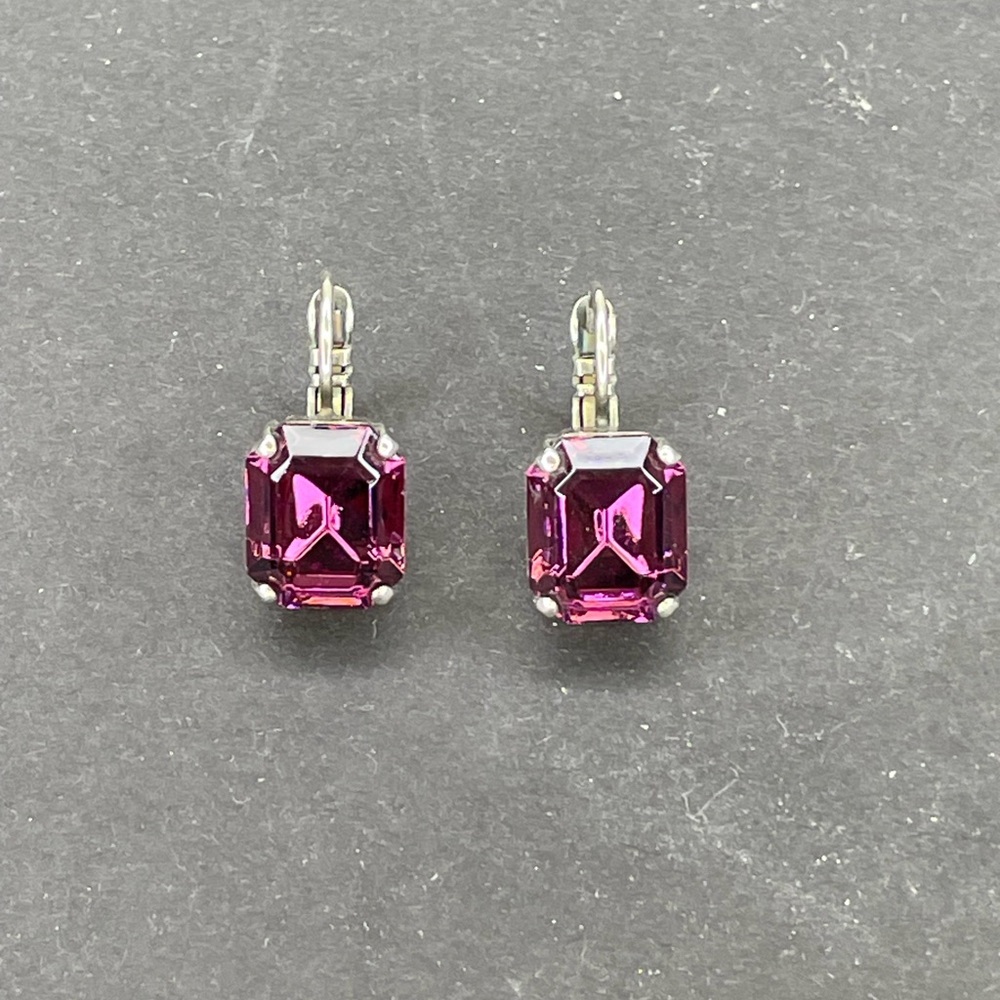 Emerald-cut-amethyst earrings 925 Silver